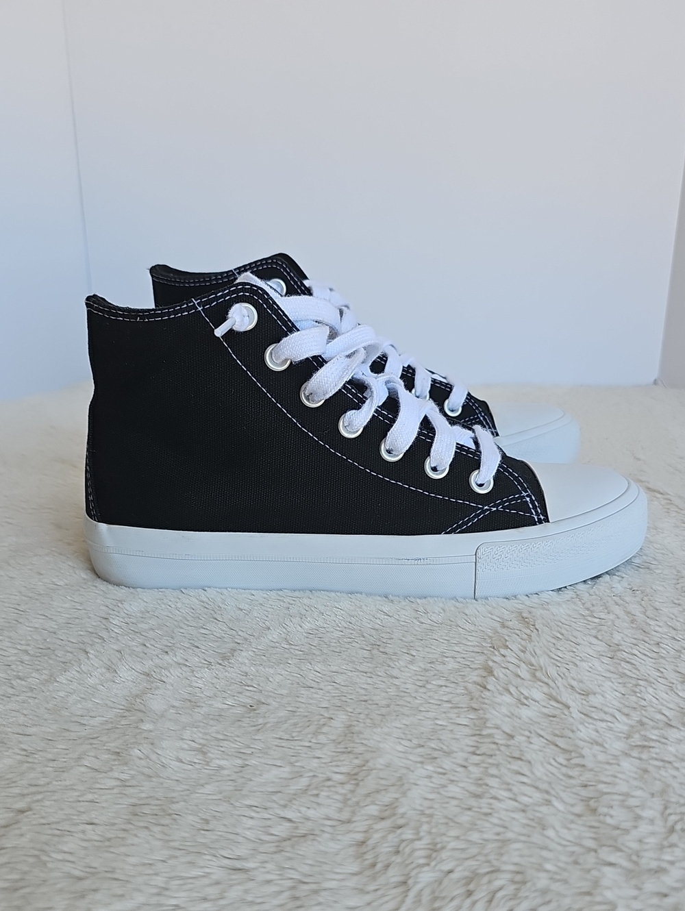 No Boundaries Black High Top Canvas Sneakers Sz 7.5